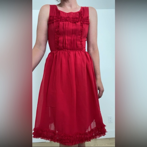 Red Chiffon Dress XS - Picture 1 of 3